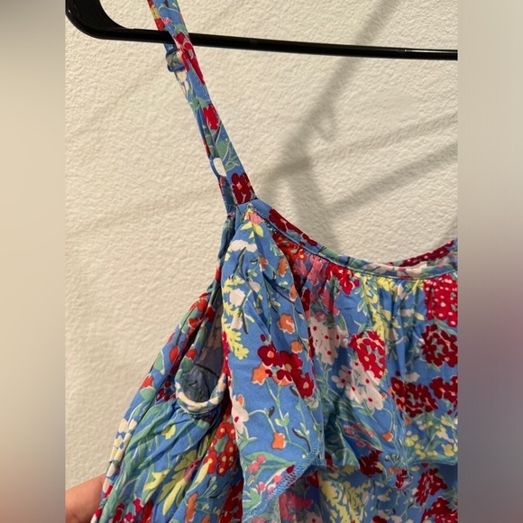 NWT Abel the Label ATL Candy Florals Blue Floral Sleeveless Midi Ruffle Dress S - Picture 3 of 16